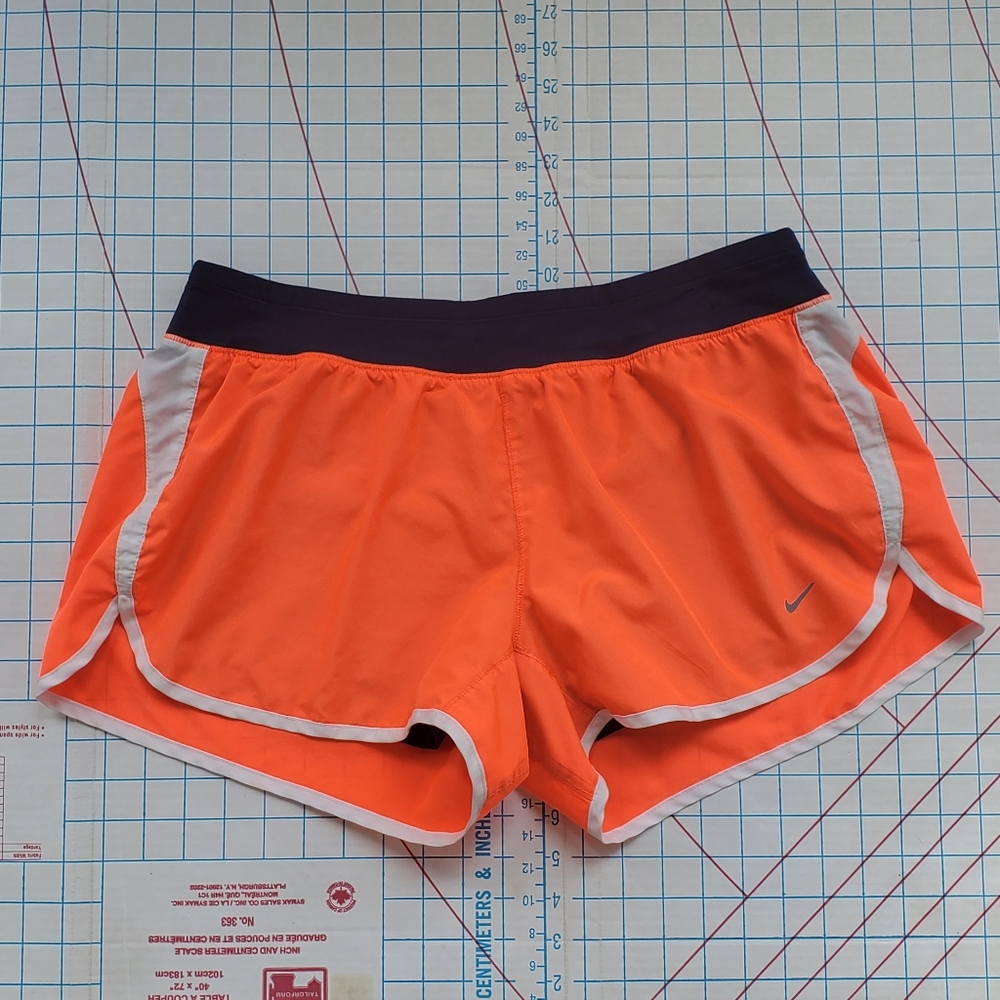Nike Dri-fit 2 in 1 Tempo  Running Shorts Women's Size XLarge Orange Navy